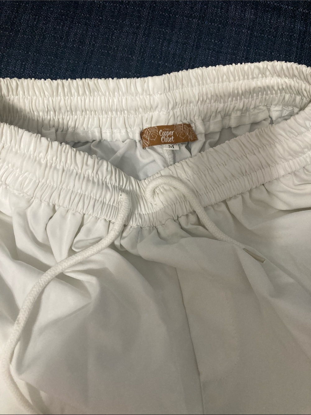 White Cargo Drawstring Pants - Picture 4 of 6